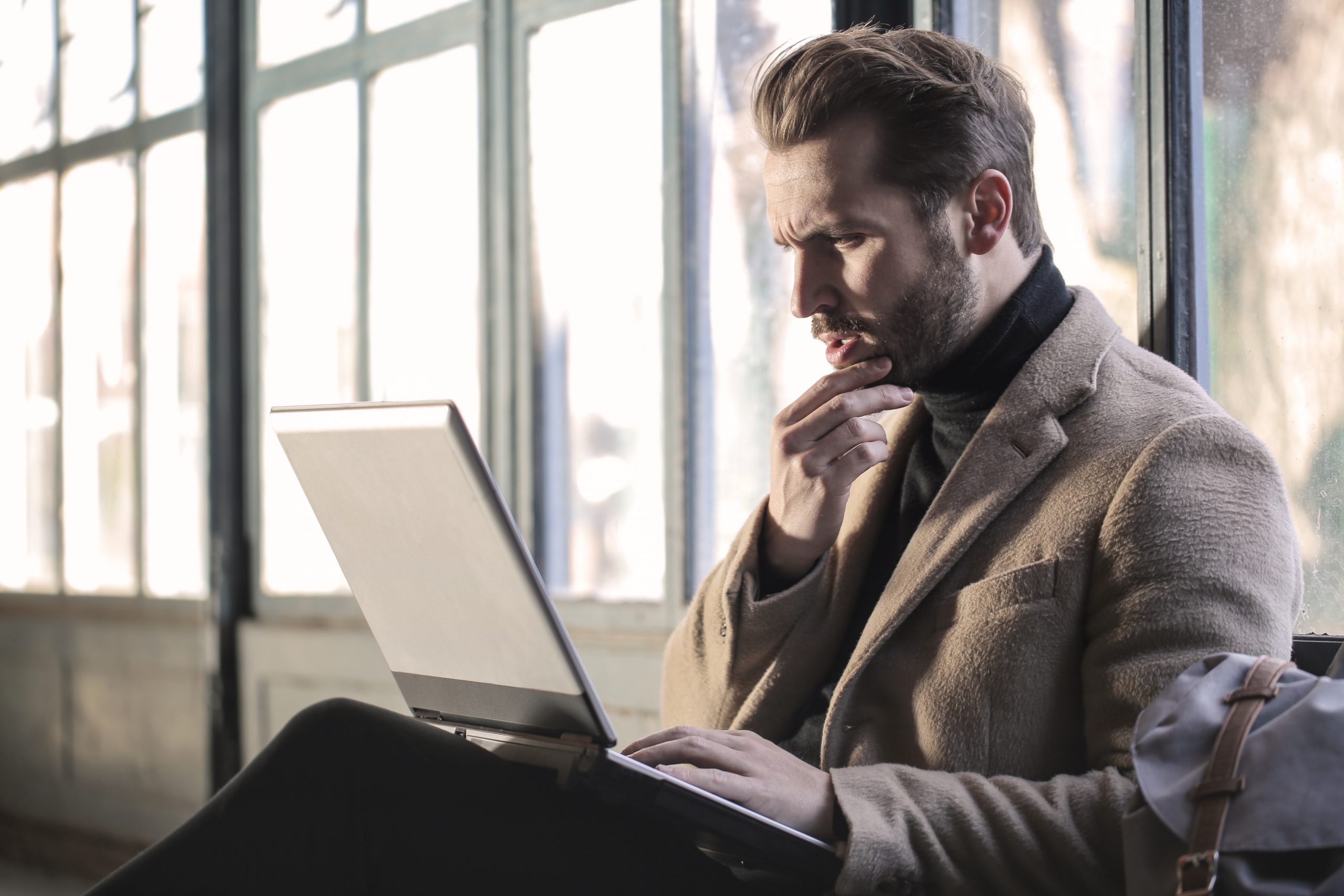 man with laptop, author platform