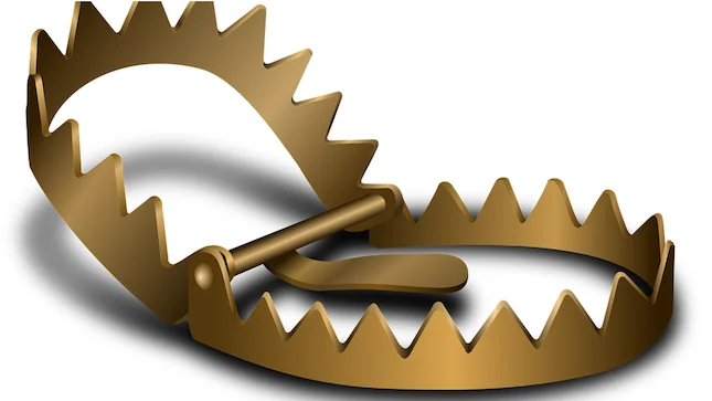 open bear trap illustrating the word count trap for mystery writers